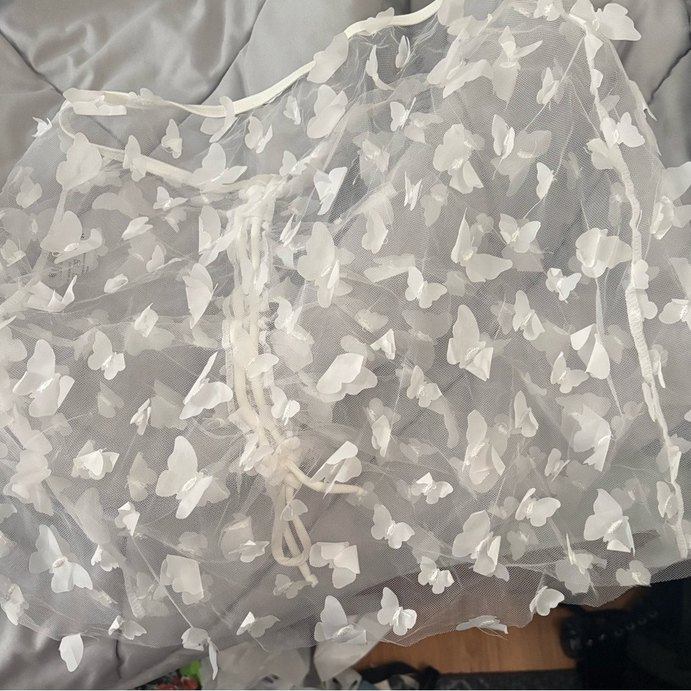 White Butterfly Mesh Overlay